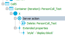 Container (Iteration): PersonCoII_Test Delete: PersonCoII_Test [3 —i Extended proper bes • 'style' - 'display:block' 